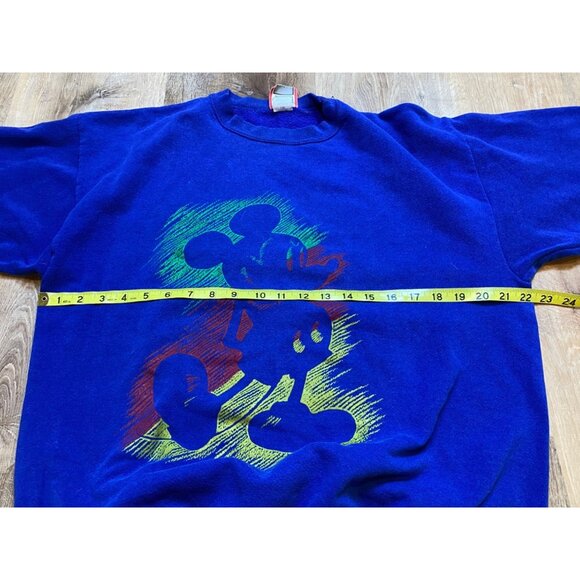 Vintage 90s Walt Disney Mickey Mouse Neon Sweatshirt L/XL - Picture 6 of 7